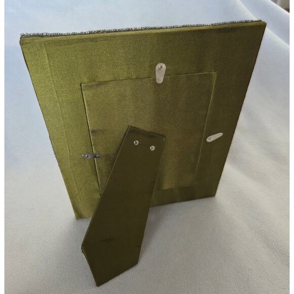 Pier 1 Imports Green Picture Frame Satin Beaded  Embroidered 5x7" Floral - Picture 2 of 7